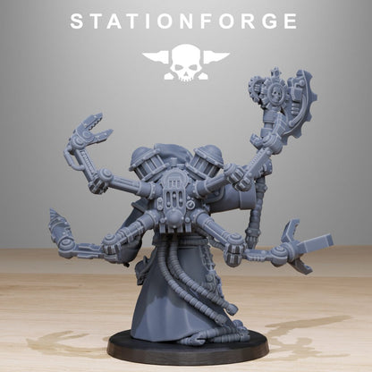 Tech Priests Scavenger Synpriest, proxy miniature, character, 28mm heroic scale unpainted resin, view 4
