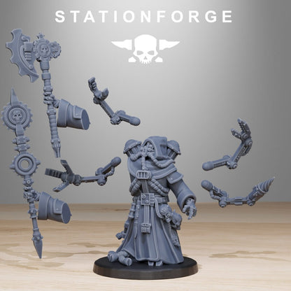Tech Priests Scavenger Synpriest, proxy miniature, character, 28mm heroic scale unpainted resin, view 5