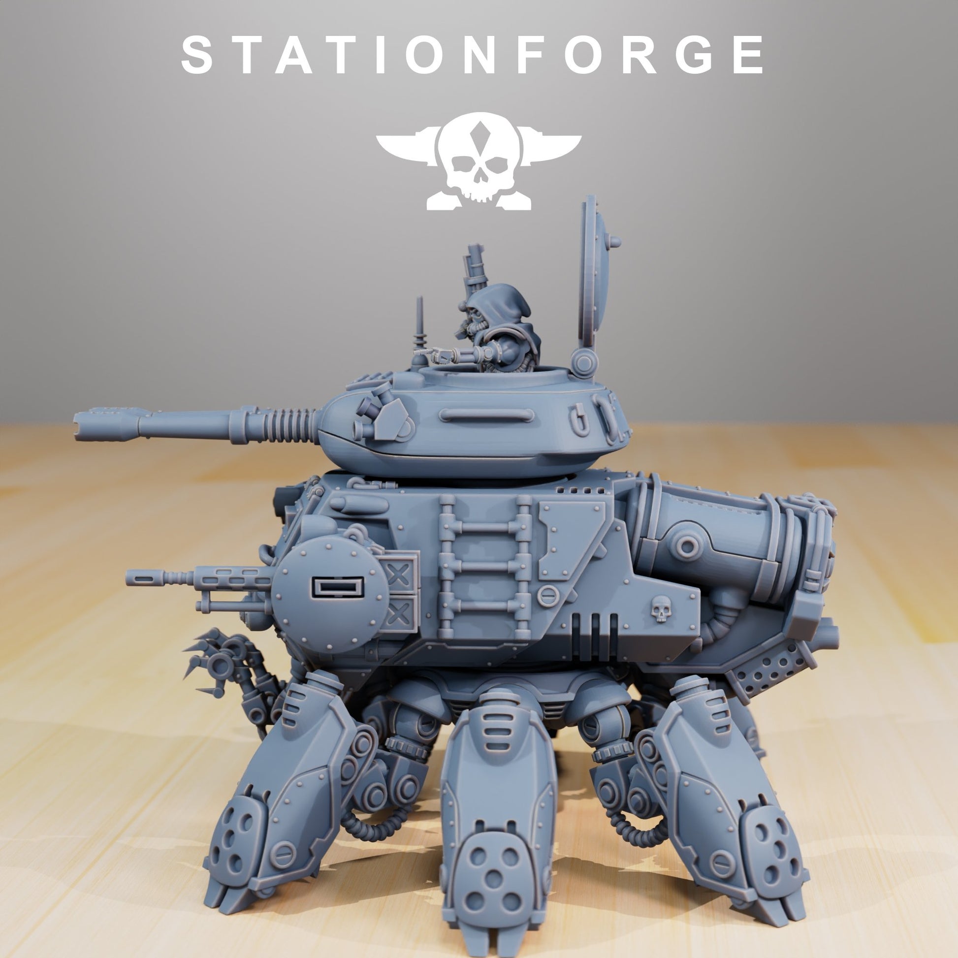 Tech Priests Scavenger Tank, proxy miniature, 28mm heroic scale unpainted resin, view 2