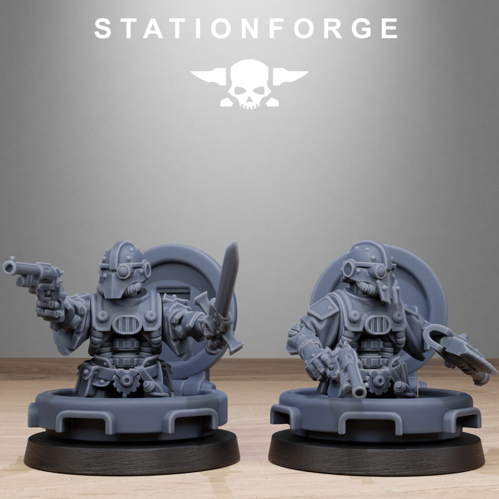 Tech Priests Scavenger Tank Commander, proxy miniature, character, 28mm heroic scale unpainted resin, view 2