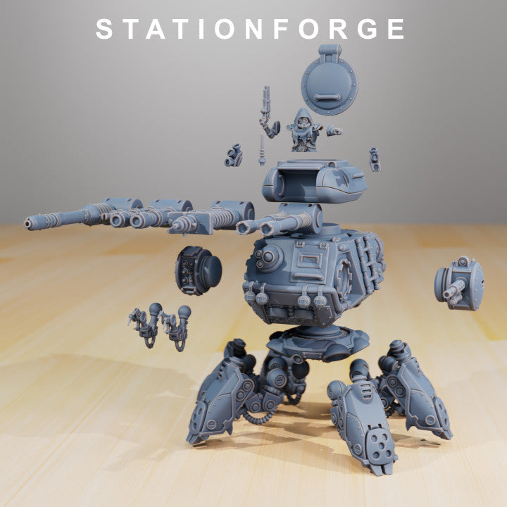 Tech Priests Scavenger Tank Commander, proxy miniature, character, 28mm heroic scale unpainted resin, view 6
