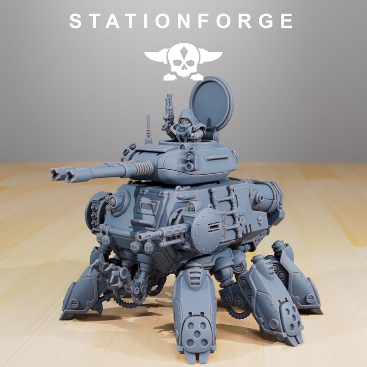 Tech Priests Scavenger Tank Commander, proxy miniature, character, 28mm heroic scale unpainted resin, view 7