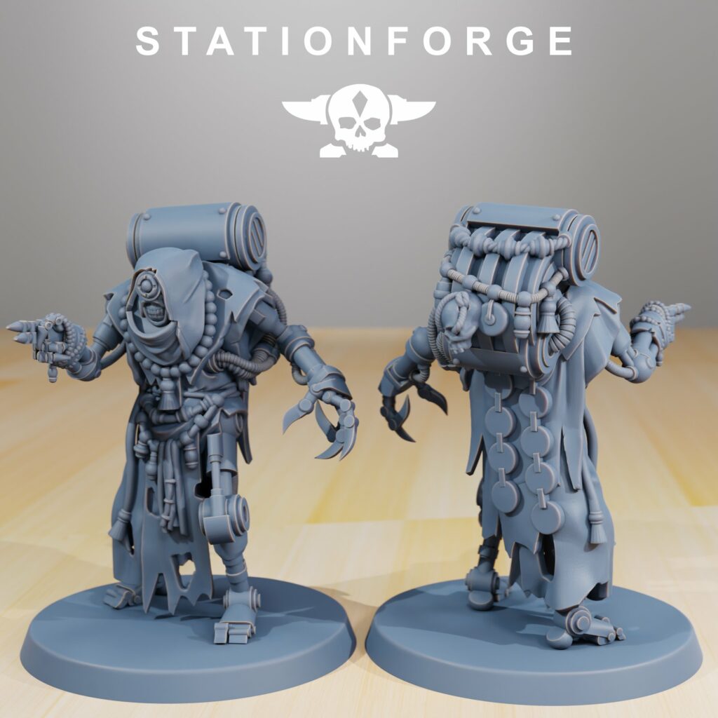Tech Priests Scavenger Wanderer, proxy miniature, 28mm heroic scale unpainted resin, view 2