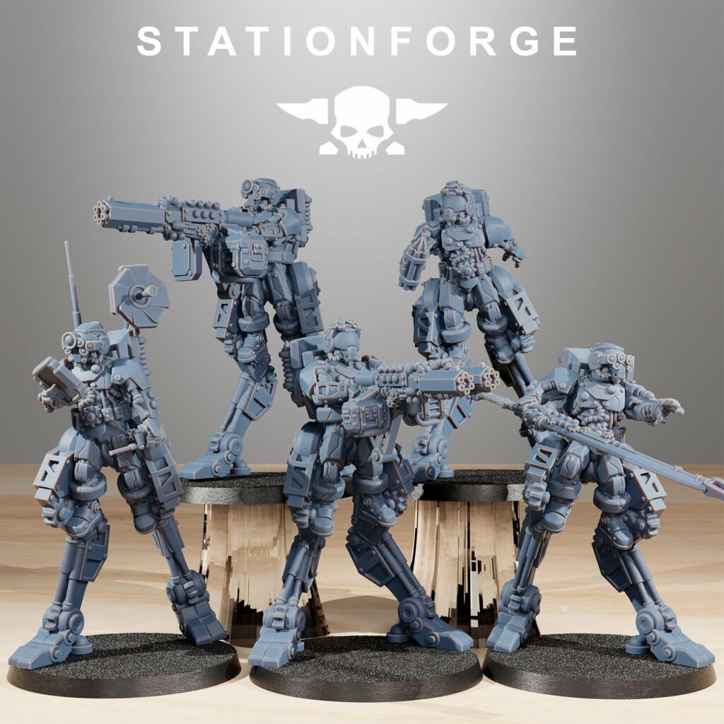 Tech Priests Scavenger Wayfarers V1 (5 Units), proxy miniature, squad, 28mm heroic scale unpainted resin, view 2