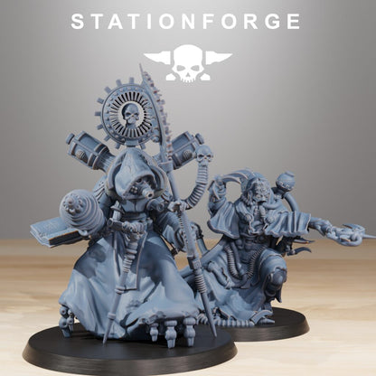 Tech Priests Scavenger Cultist And Seer (2 Units), proxy miniature, 28mm heroic scale unpainted resin