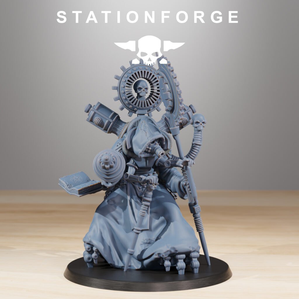 Tech Priests Scavenger Cultist And Seer (2 Units), proxy miniature, 28mm heroic scale unpainted resin, view 2