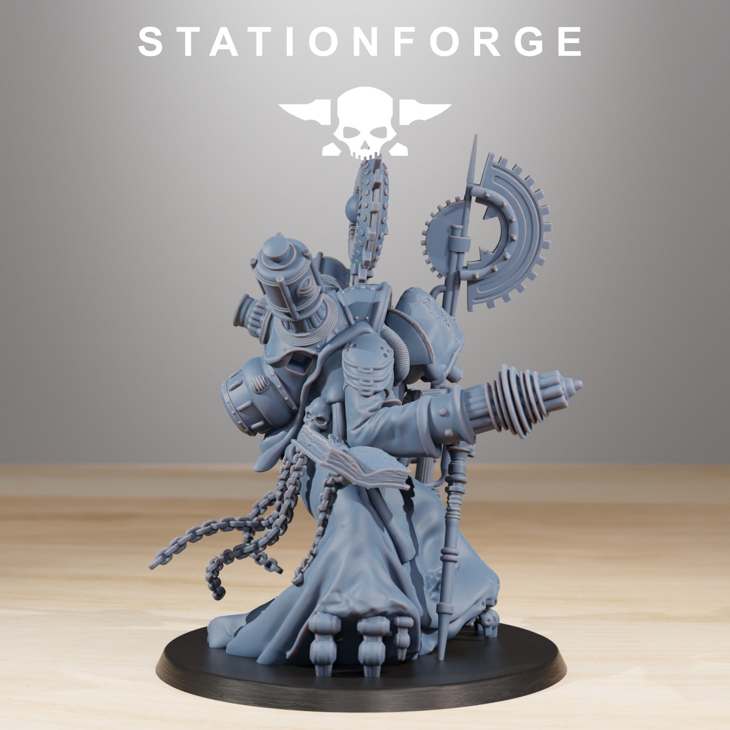 Tech Priests Scavenger Cultist And Seer (2 Units), proxy miniature, 28mm heroic scale unpainted resin, view 3