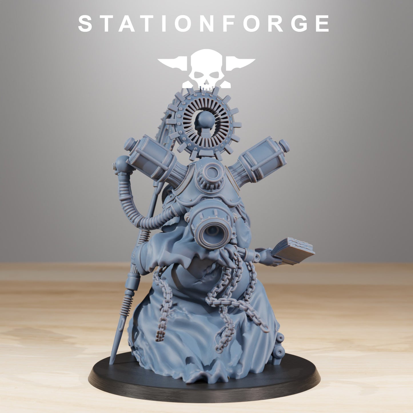 Tech Priests Scavenger Cultist And Seer (2 Units), proxy miniature, 28mm heroic scale unpainted resin, view 4