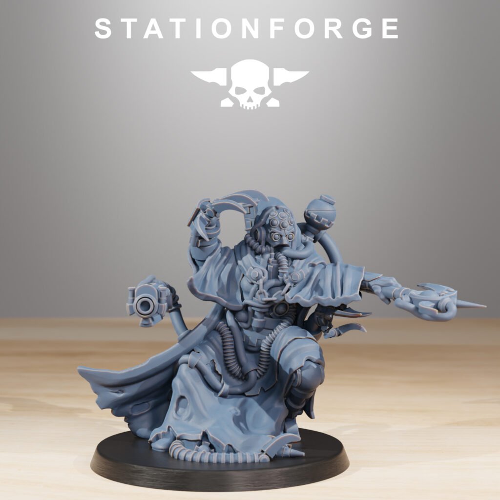 Tech Priests Scavenger Cultist And Seer (2 Units), proxy miniature, 28mm heroic scale unpainted resin, view 7