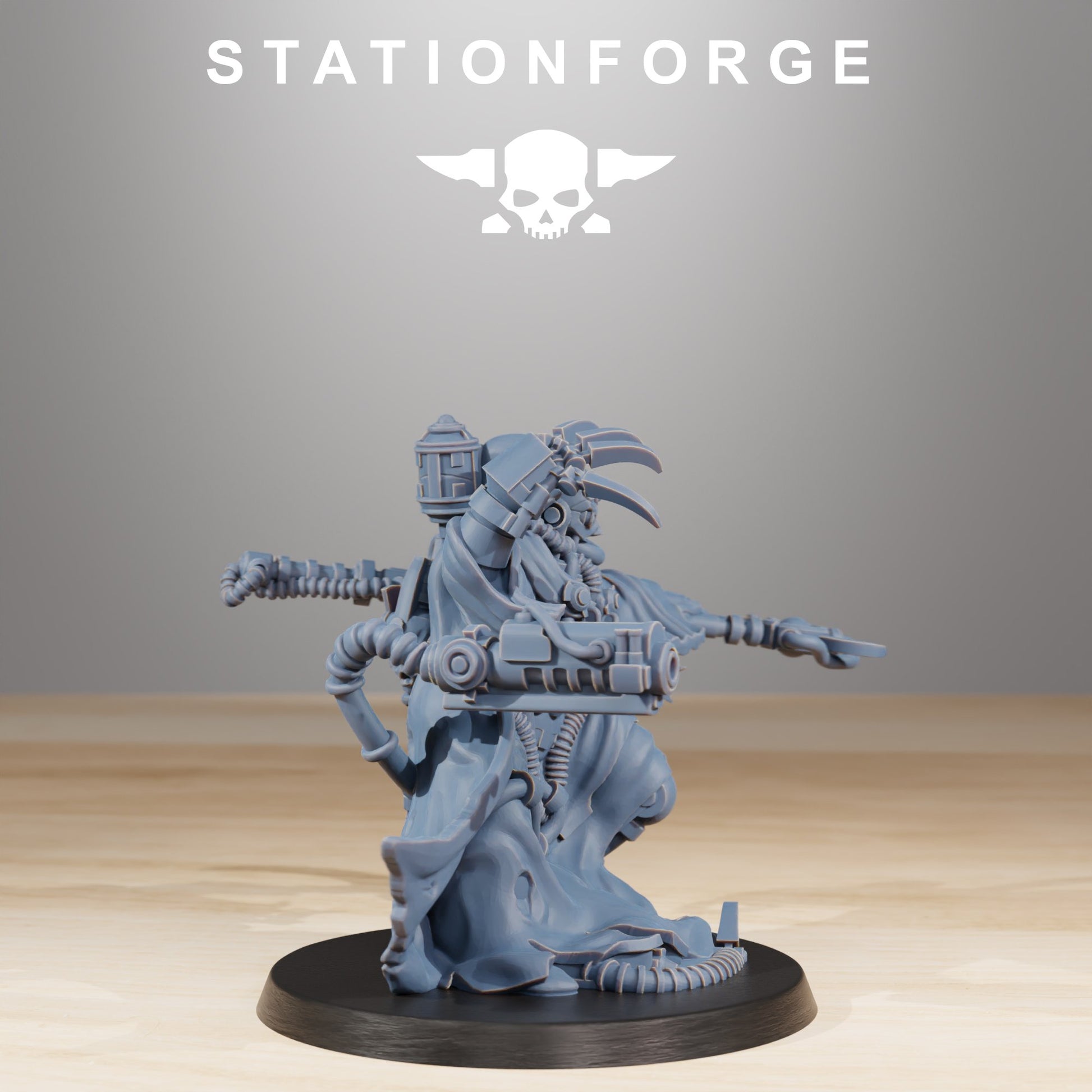 Tech Priests Scavenger Cultist And Seer (2 Units), proxy miniature, 28mm heroic scale unpainted resin, view 8