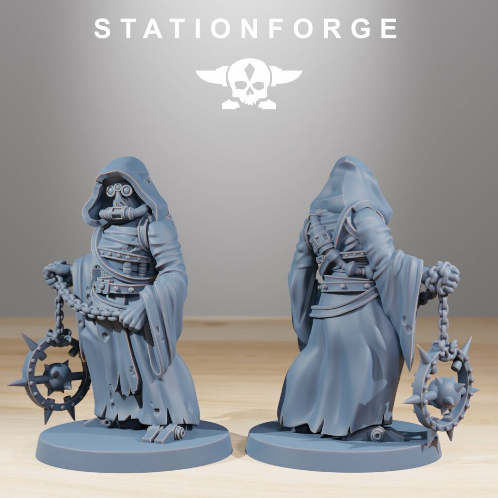 Tech Priests Scavenger Cultist With Censer, proxy miniature, 28mm heroic scale unpainted resin