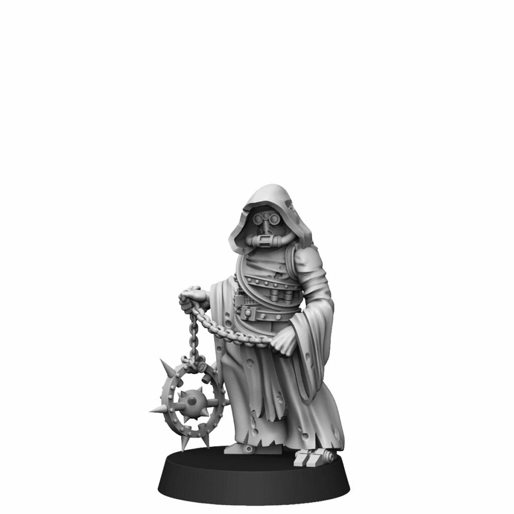 Tech Priests Scavenger Cultist With Censer, proxy miniature, 28mm heroic scale unpainted resin, view 2