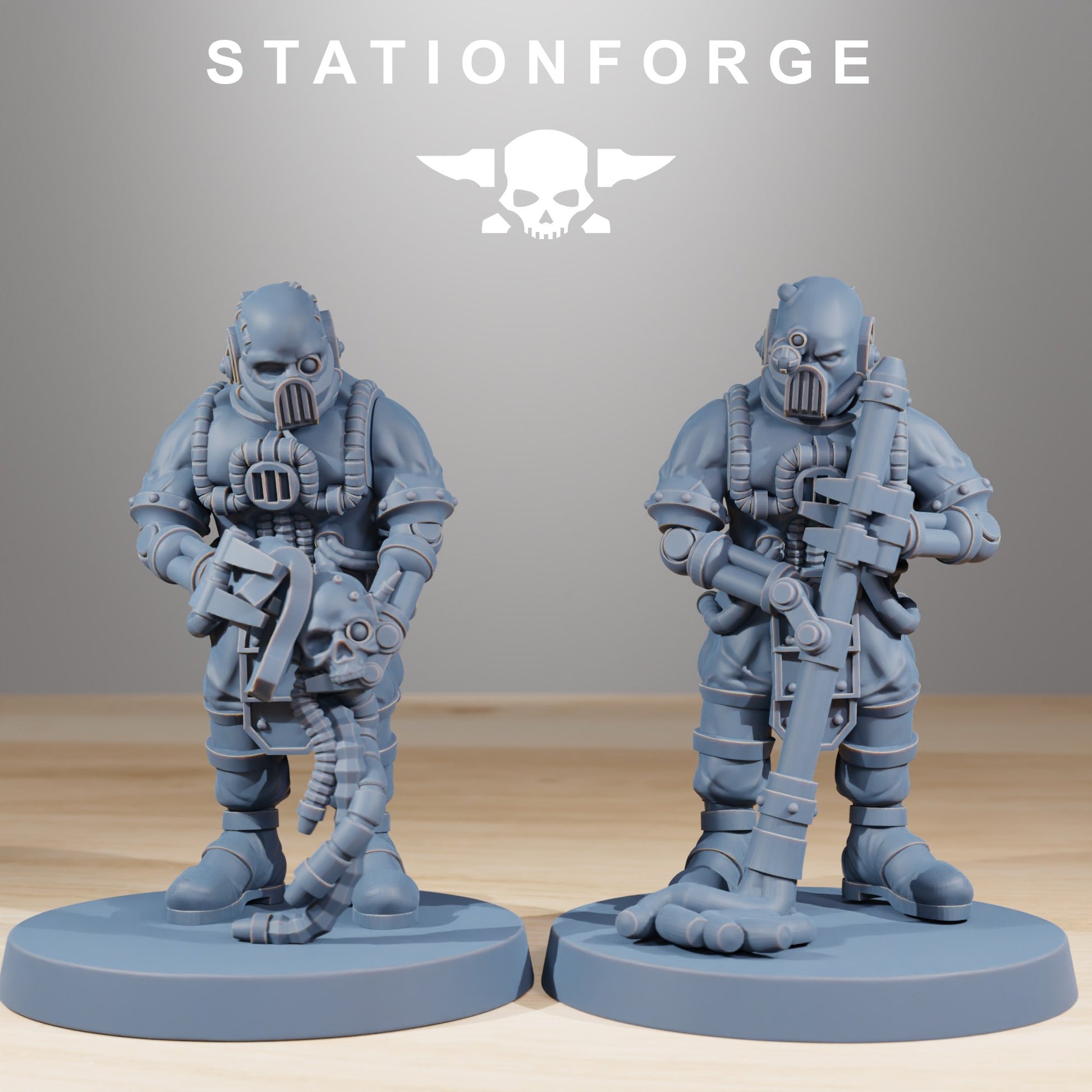 Tech Priests Scavenger Cyborgs (10 Units), proxy miniature, squad, 28mm heroic scale unpainted resin, view 3