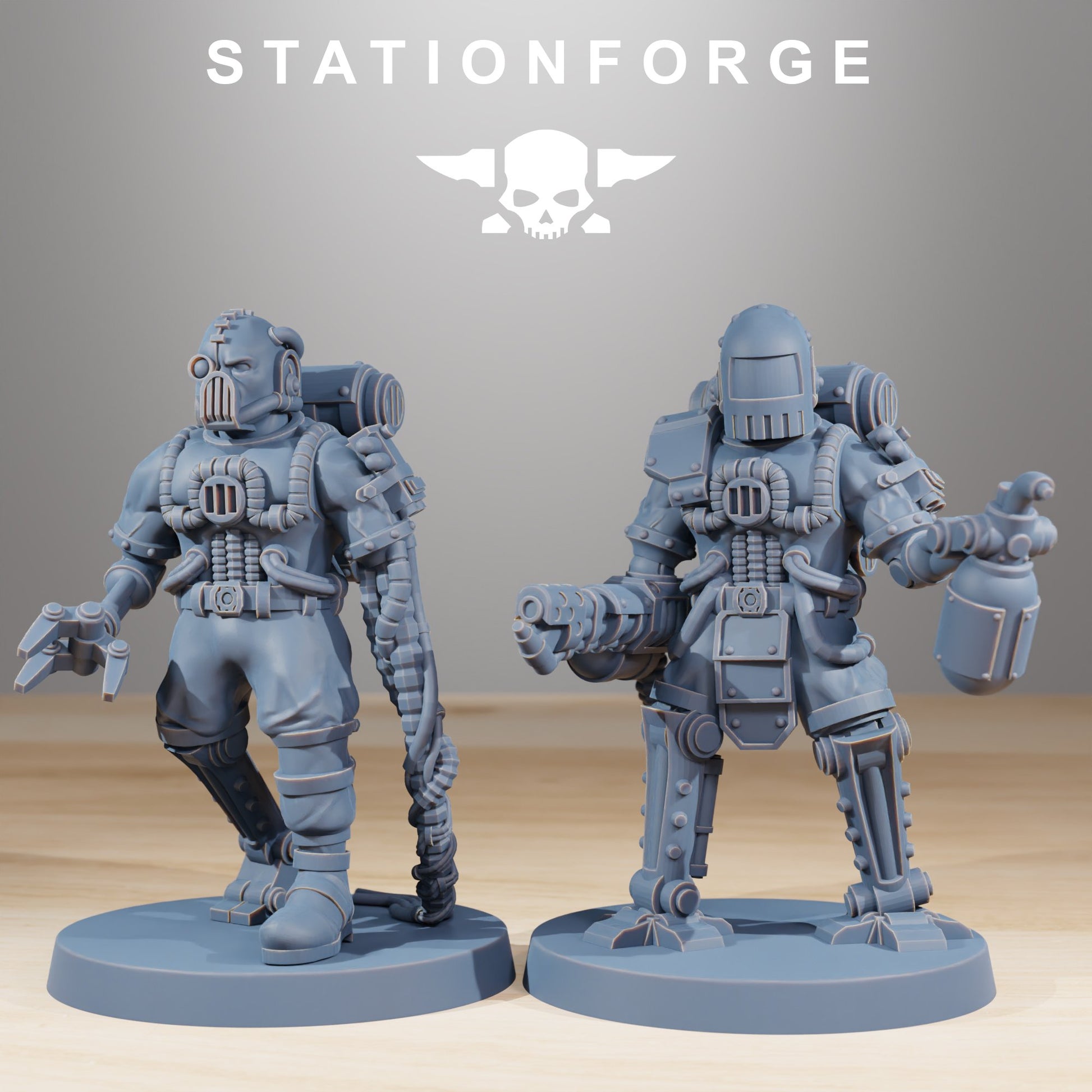 Tech Priests Scavenger Cyborgs (10 Units), proxy miniature, squad, 28mm heroic scale unpainted resin, view 4