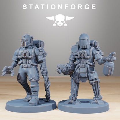 Tech Priests Scavenger Cyborgs (10 Units), proxy miniature, squad, 28mm heroic scale unpainted resin, view 4