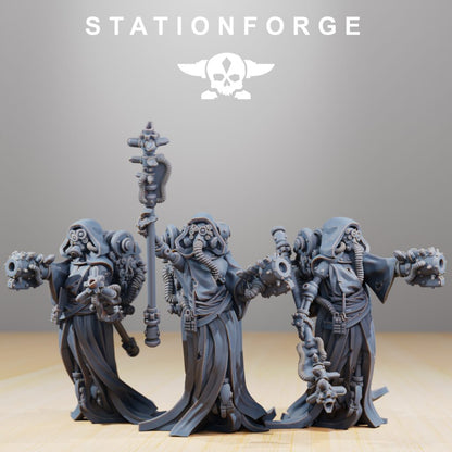 Tech Priests Scavenger Electro Lights, proxy miniature, 28mm heroic scale unpainted resin, view 2