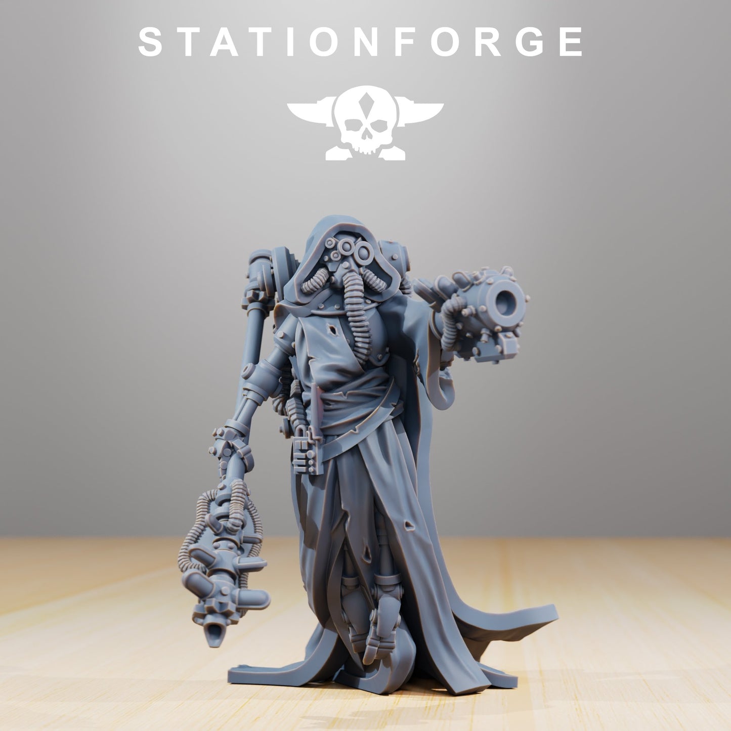 Tech Priests Scavenger Electro Lights, proxy miniature, 28mm heroic scale unpainted resin, view 4