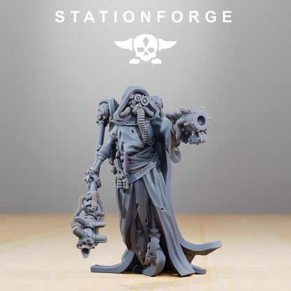 Tech Priests Scavenger Electro Lights, proxy miniature, 28mm heroic scale unpainted resin, view 4