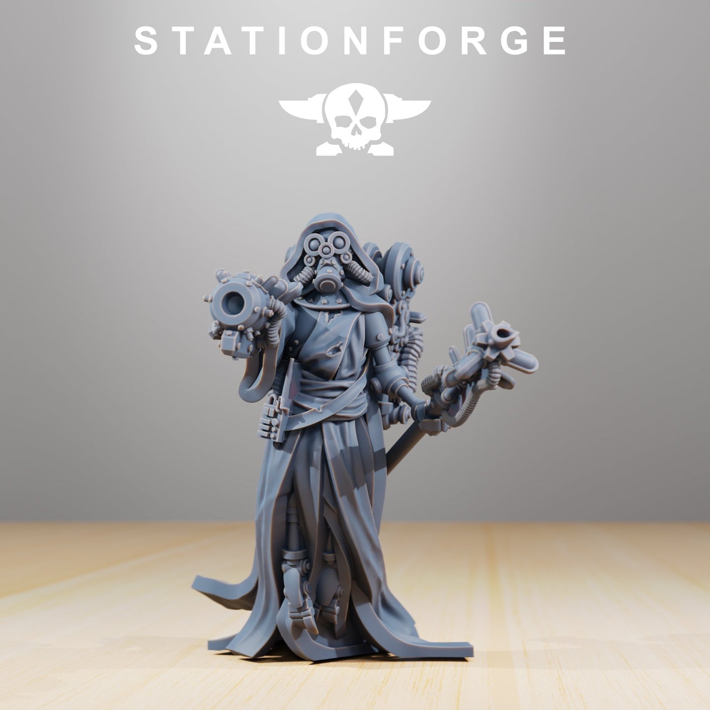 Tech Priests Scavenger Electro Lights, proxy miniature, 28mm heroic scale unpainted resin, view 5