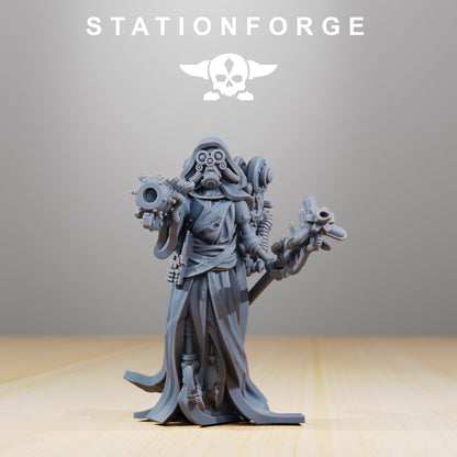 Tech Priests Scavenger Electro Lights, proxy miniature, 28mm heroic scale unpainted resin, view 5