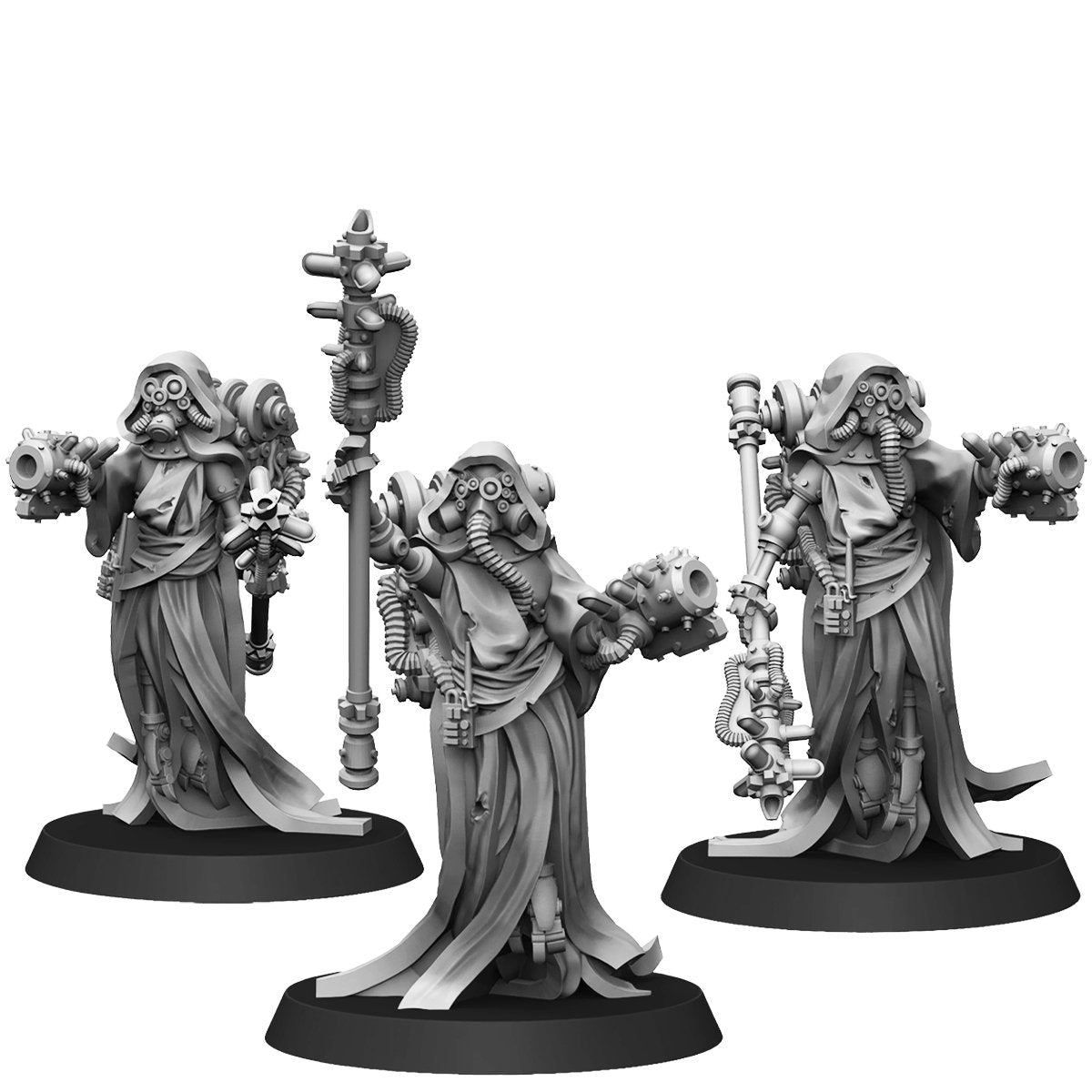 Tech Priests Scavenger Electro Lights, proxy miniature, 28mm heroic scale unpainted resin, view 6