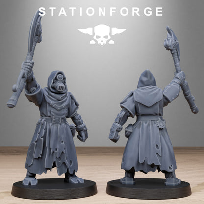 Tech Priests Scavenger Executioners, proxy miniature, 28mm heroic scale unpainted resin, view 3