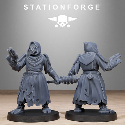 Tech Priests Scavenger Executioners, proxy miniature, 28mm heroic scale unpainted resin, view 4