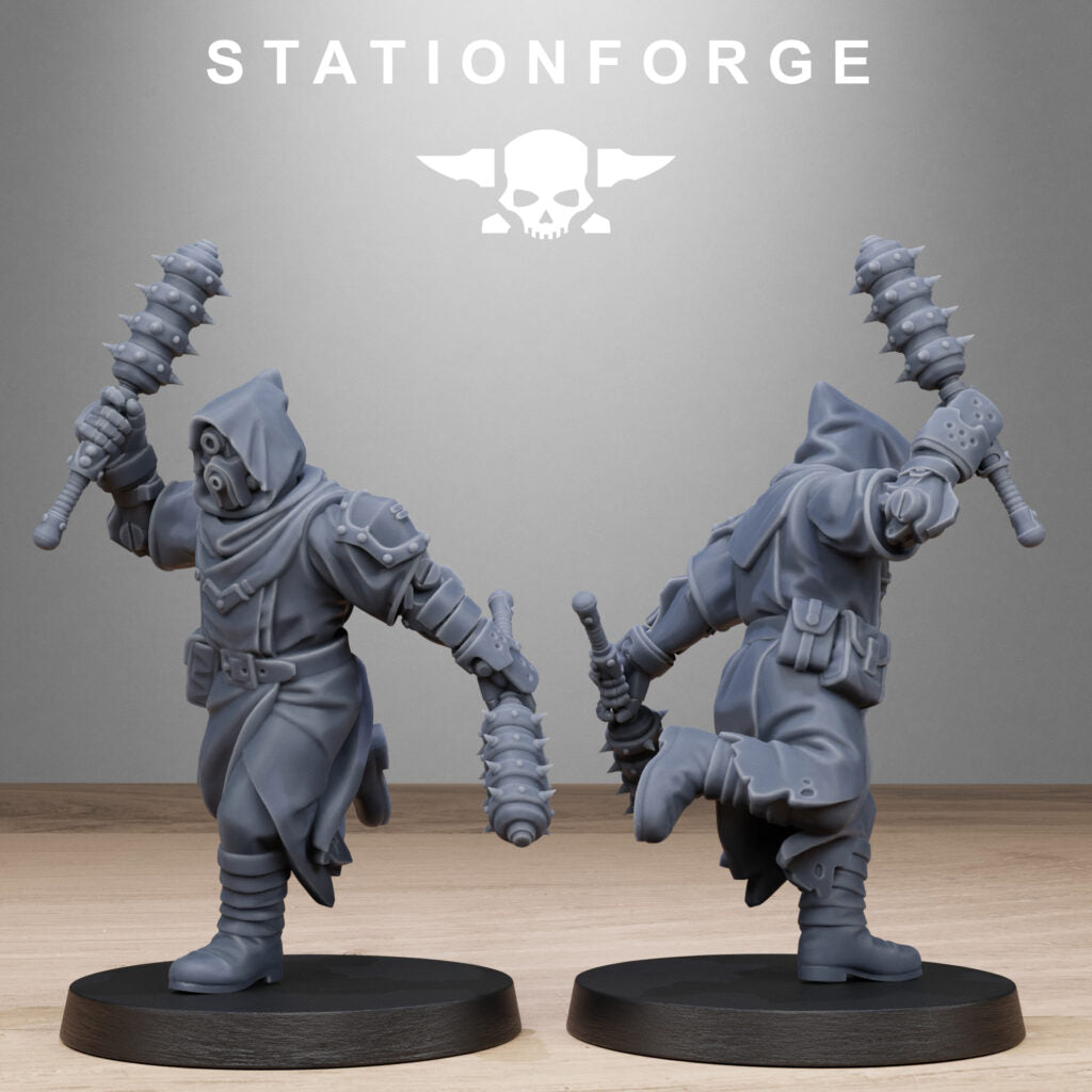 Tech Priests Scavenger Executioners, proxy miniature, 28mm heroic scale unpainted resin, view 6