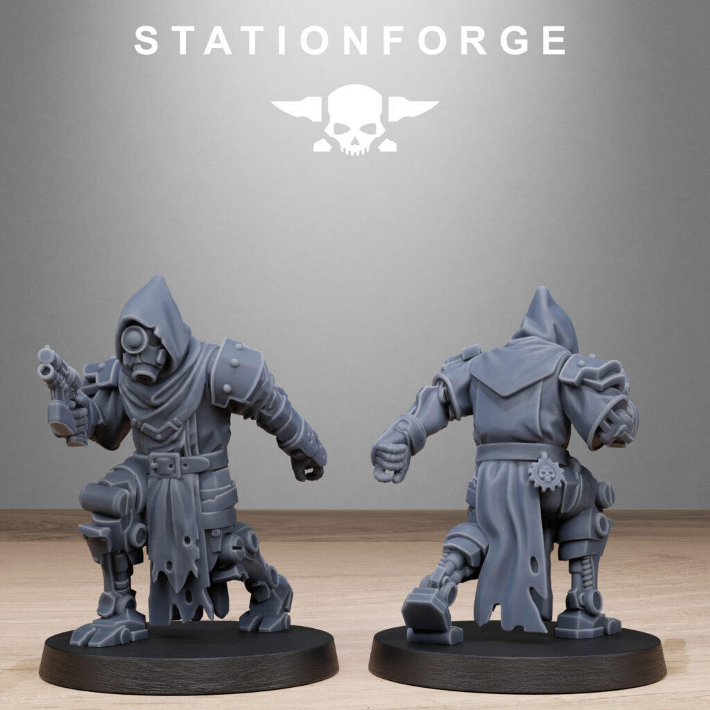 Tech Priests Scavenger Executioners, proxy miniature, 28mm heroic scale unpainted resin, view 7