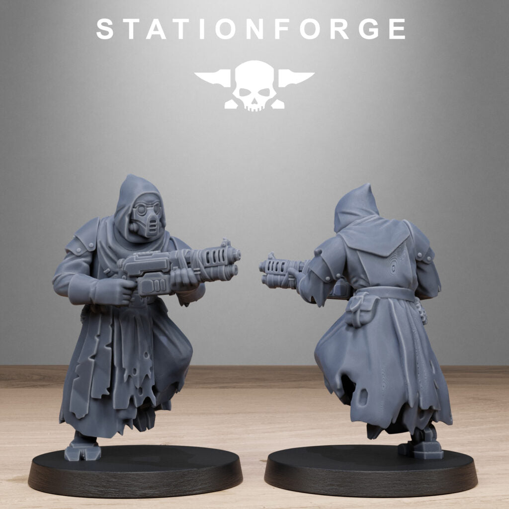 Tech Priests Scavenger Executioners, proxy miniature, 28mm heroic scale unpainted resin, view 8