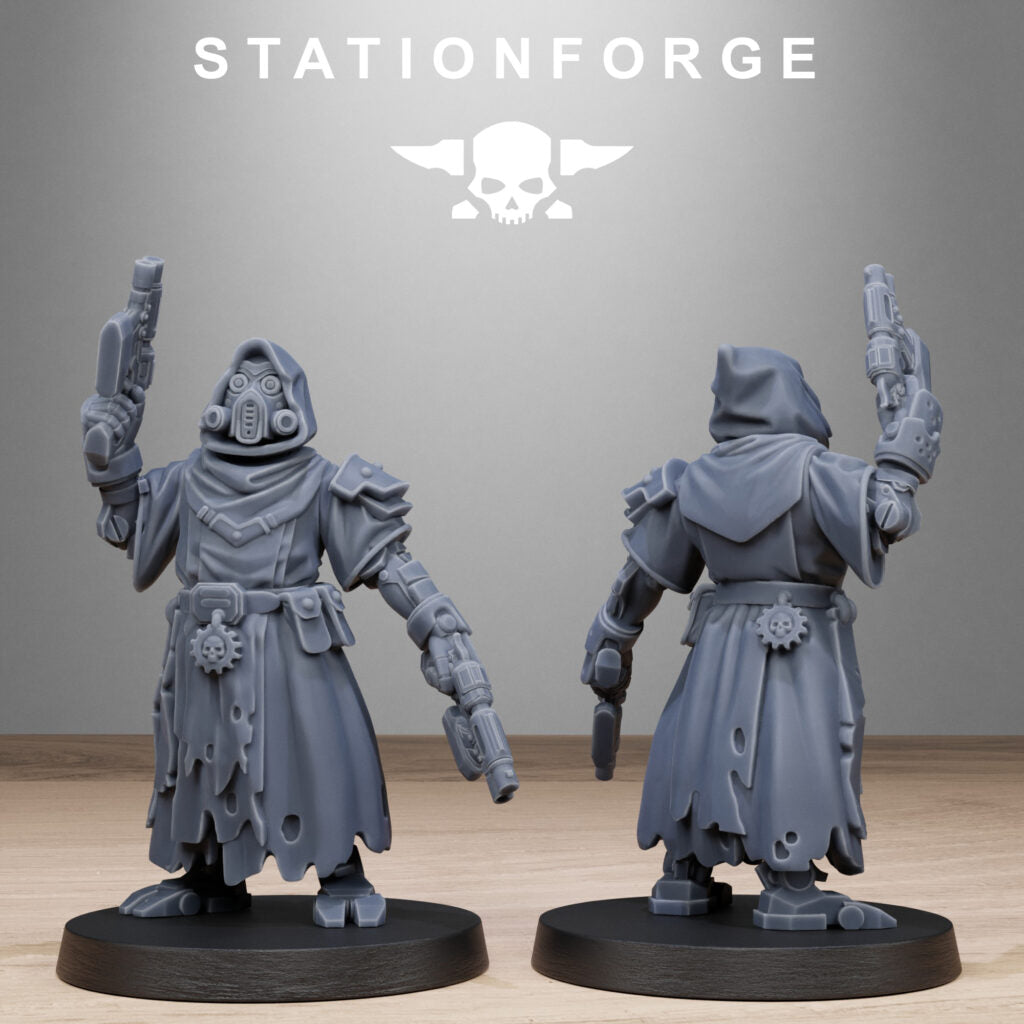 Tech Priests Scavenger Executioners, proxy miniature, 28mm heroic scale unpainted resin, view 9