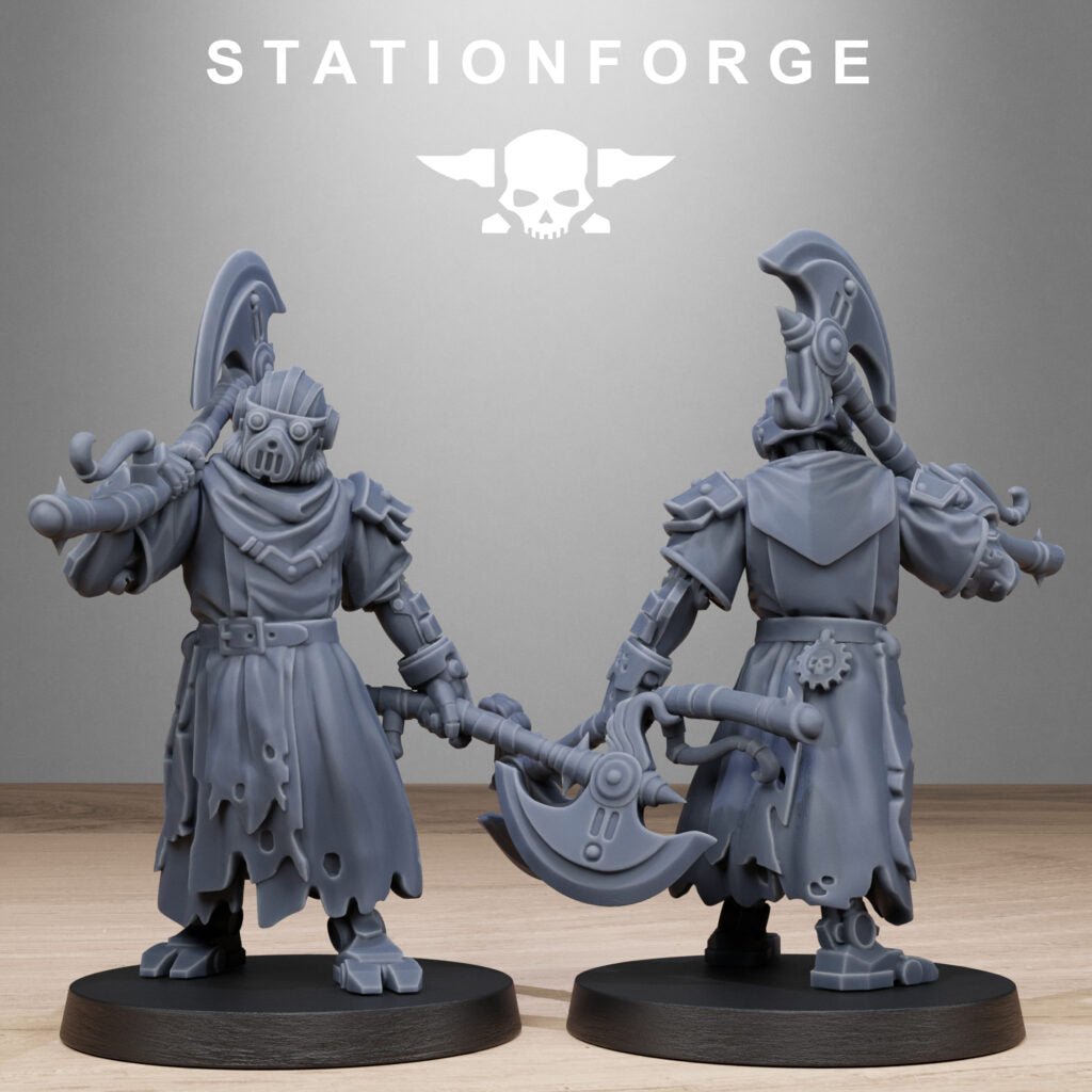 Tech Priests Scavenger Executioners, proxy miniature, 28mm heroic scale unpainted resin, view 10