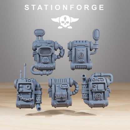 Tech Priests Scavenger Junkbots Backpacks (5 Units), resin conversion bits, squad, 28mm heroic scale unpainted resin, view 2
