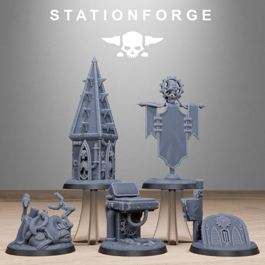 Tech Priests Scavenger Objective Markers, proxy miniature, 28mm heroic scale unpainted resin