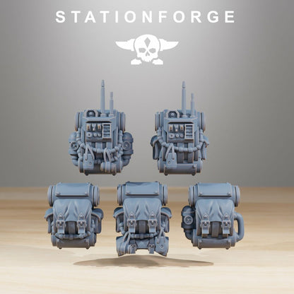 Tech Priests Scavenger Rangers Backpacks (5 Units), resin conversion bits, squad, 28mm heroic scale unpainted resin