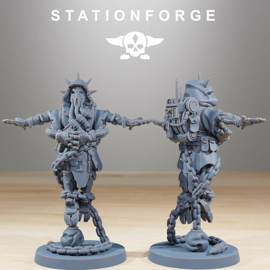 Tech Priests Scavenger Rangers Fourarmed Adept, proxy miniature, 28mm heroic scale unpainted resin
