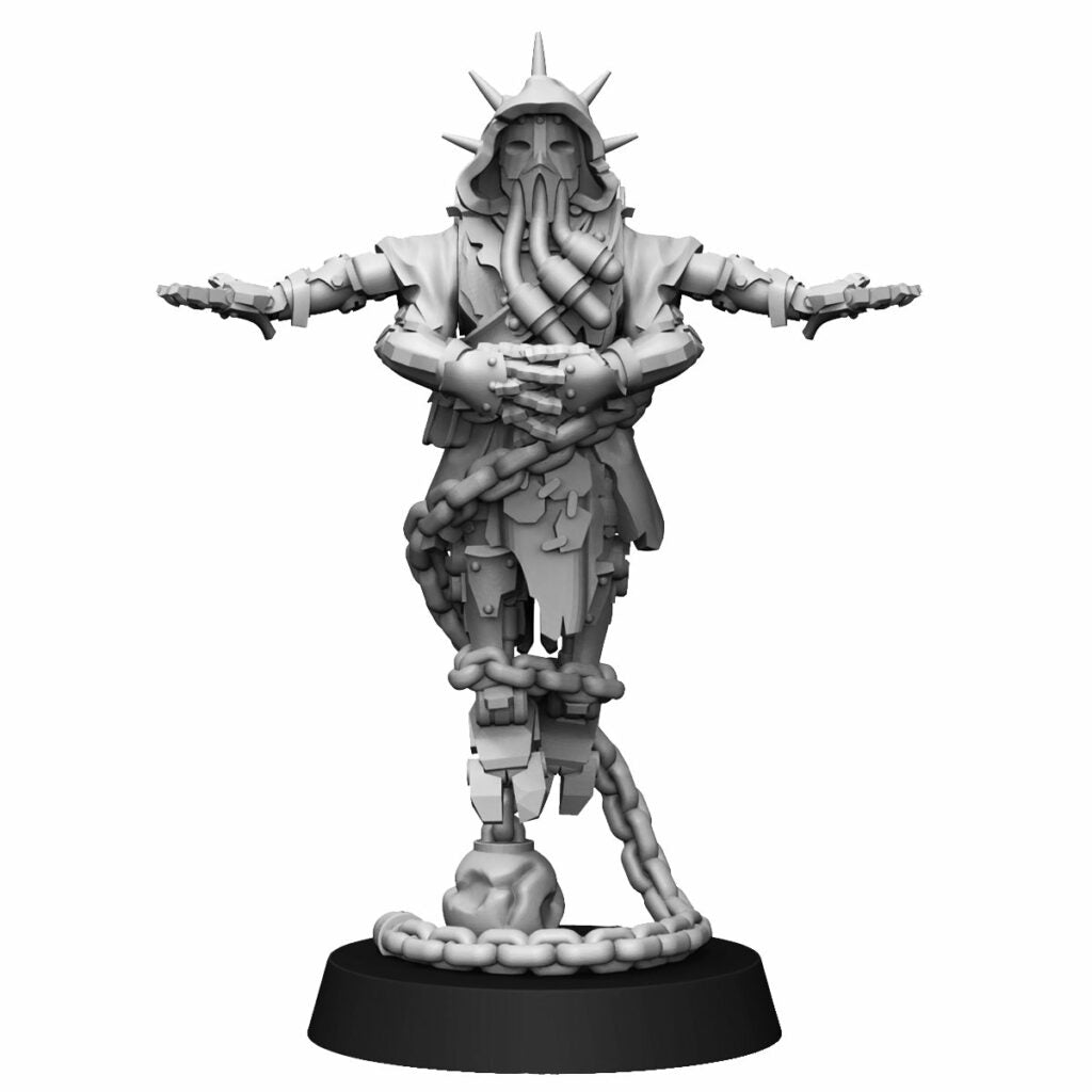 Tech Priests Scavenger Rangers Fourarmed Adept, proxy miniature, 28mm heroic scale unpainted resin, view 3