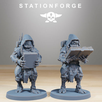 Tech Priests Scavenger Rangers Manual Casters, proxy miniature, 28mm heroic scale unpainted resin, view 2