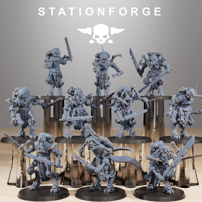 Tech Priests Scavenger Runners (10 Units), proxy miniature, squad, 28mm heroic scale unpainted resin, view 2