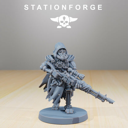 Tech Priests Scavenger Scout Sniper, proxy miniature, 28mm heroic scale unpainted resin