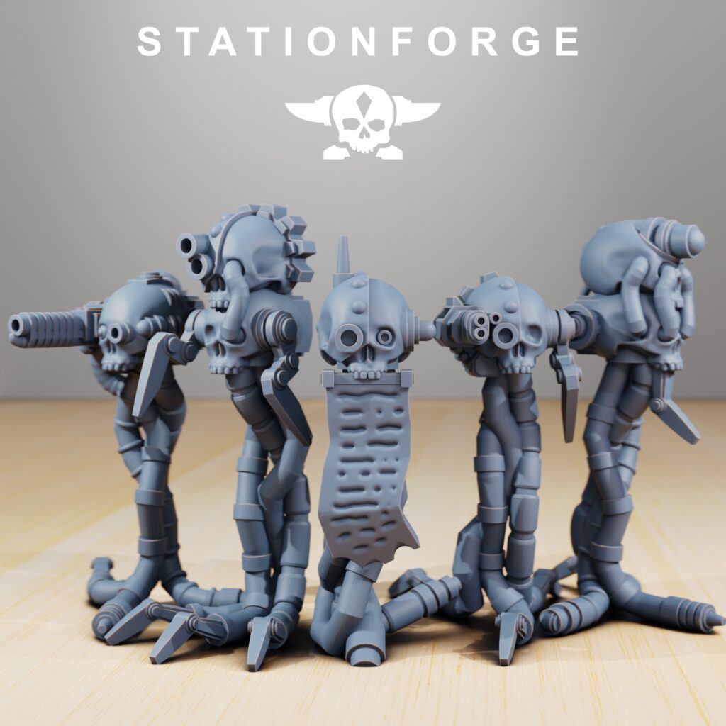 Tech Priests Scavenger Searchers, proxy miniature, 28mm heroic scale unpainted resin, view 2