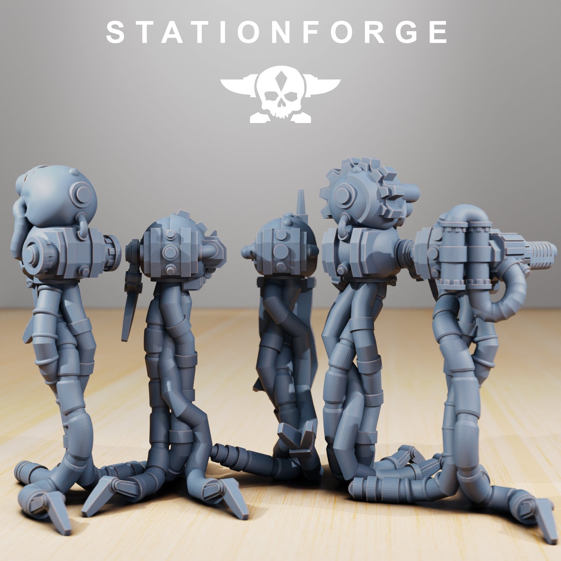 Tech Priests Scavenger Searchers, proxy miniature, 28mm heroic scale unpainted resin, view 3