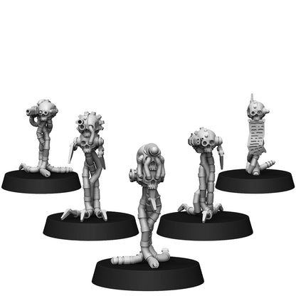 Tech Priests Scavenger Searchers, proxy miniature, 28mm heroic scale unpainted resin, view 4