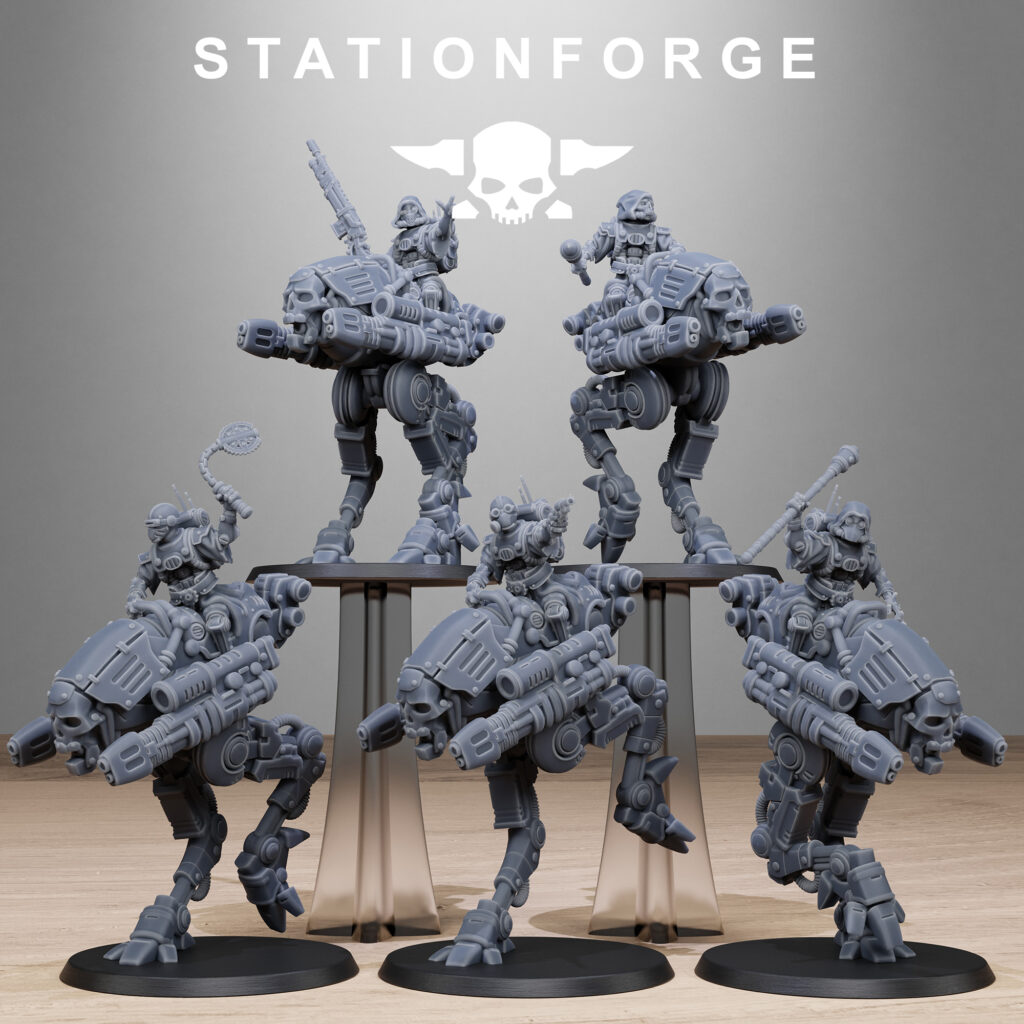 Tech Priests Scavenger Shadow Walkers, proxy miniature, 28mm heroic scale unpainted resin, view 2