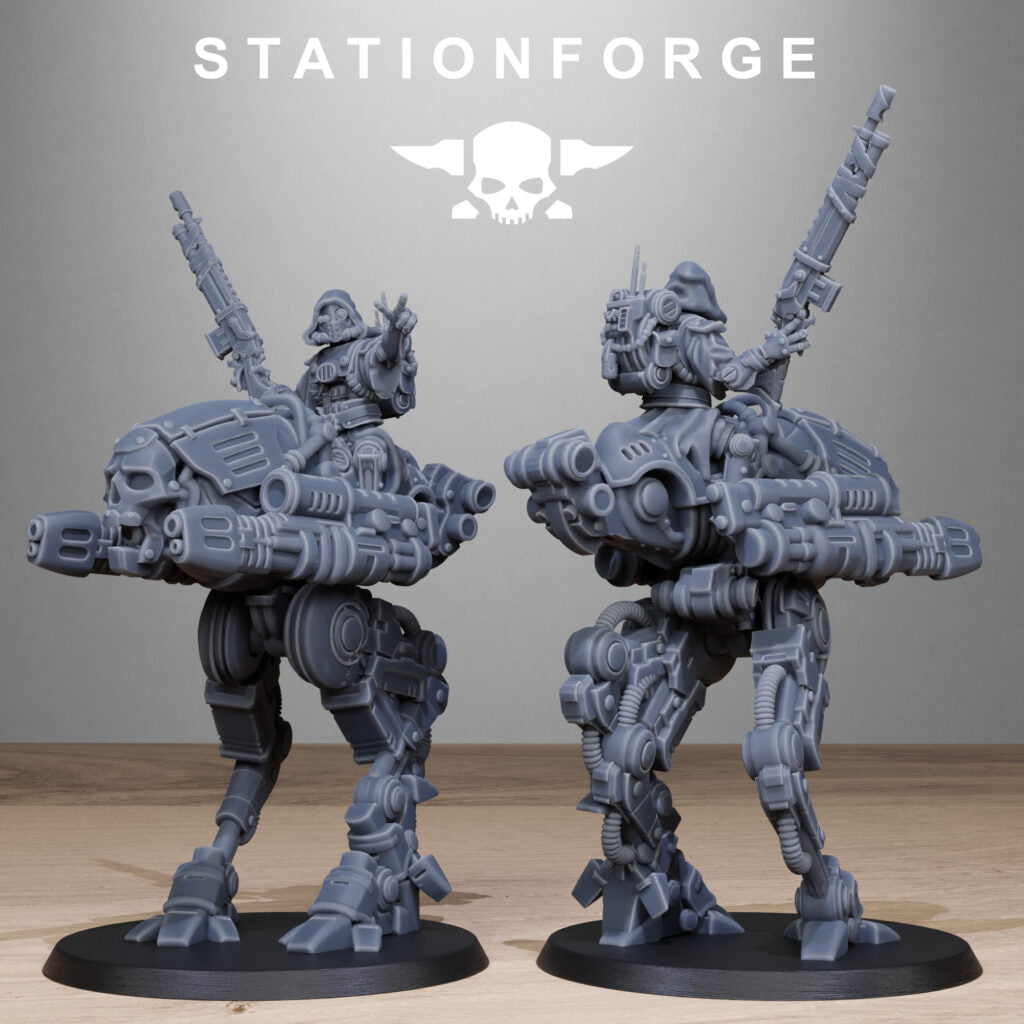 Tech Priests Scavenger Shadow Walkers, proxy miniature, 28mm heroic scale unpainted resin, view 3