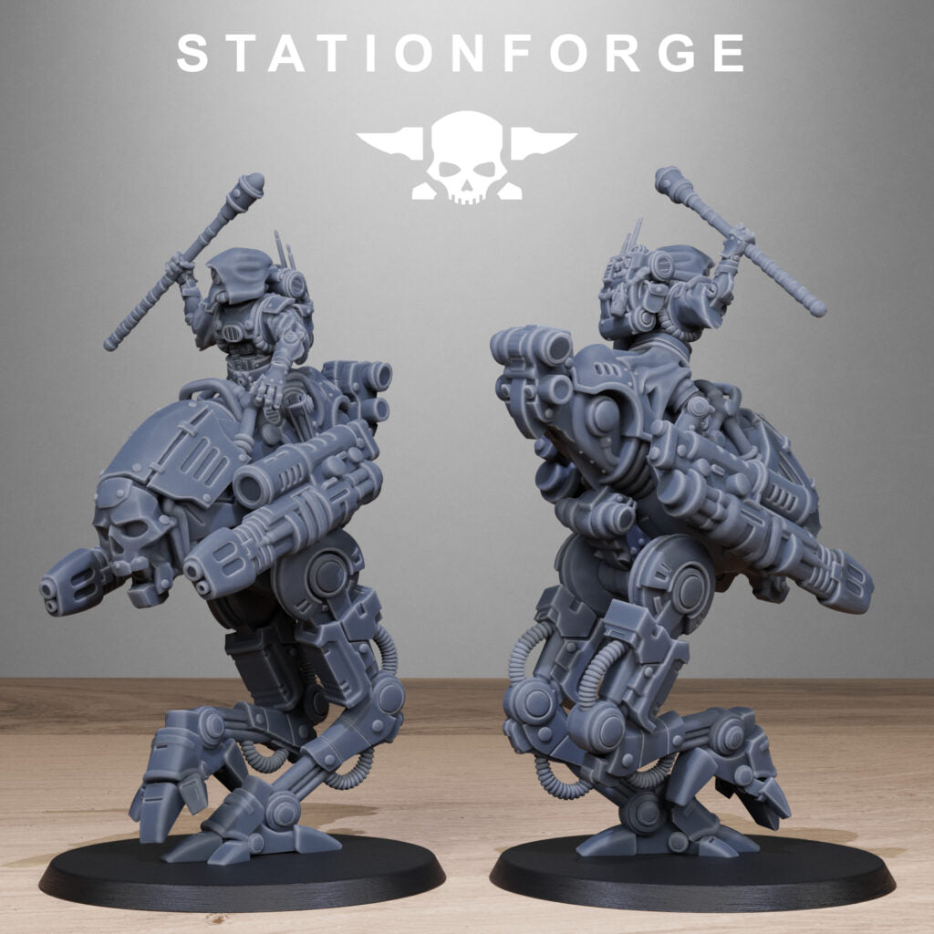 Tech Priests Scavenger Shadow Walkers, proxy miniature, 28mm heroic scale unpainted resin, view 7