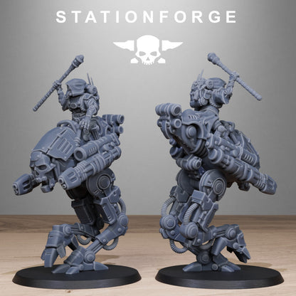 Tech Priests Scavenger Shadow Walkers, proxy miniature, 28mm heroic scale unpainted resin, view 7