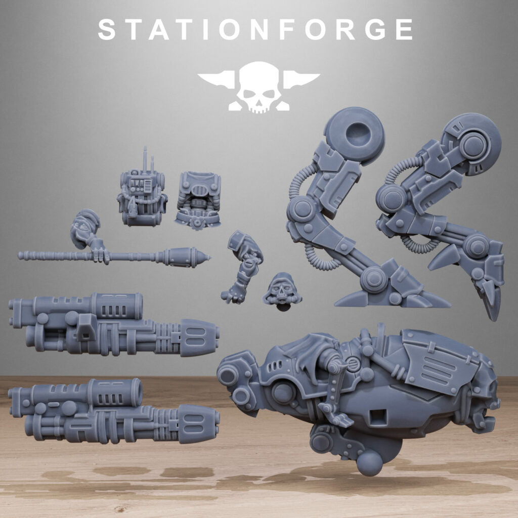 Tech Priests Scavenger Shadow Walkers, proxy miniature, 28mm heroic scale unpainted resin, view 8