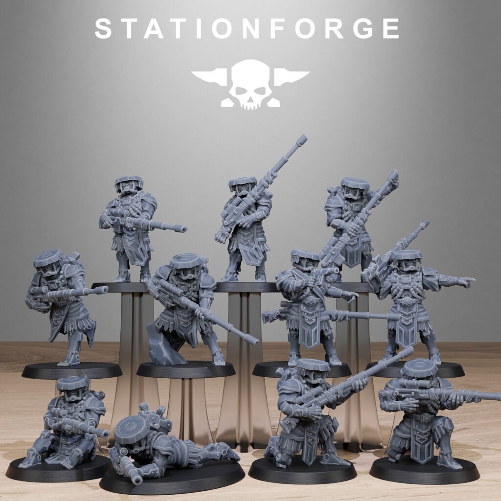 Tech Priests Scavenger Sniperrs, proxy miniature, scout, 28mm heroic scale unpainted resin