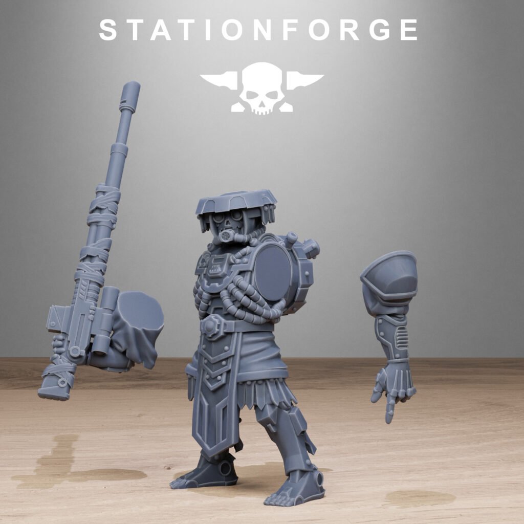 Tech Priests Scavenger Sniperrs, proxy miniature, scout, 28mm heroic scale unpainted resin, view 2
